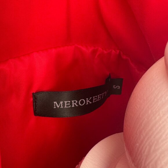 MEROKEETY Women's Winter Long Sleeve Zip Puffer Down Coat in Red Size Small - Picture 5 of 11